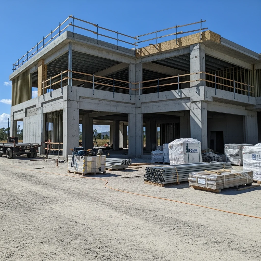 florida-construction-compliance-scene-0AXHd1 Organized construction site with materials and tools in Florida