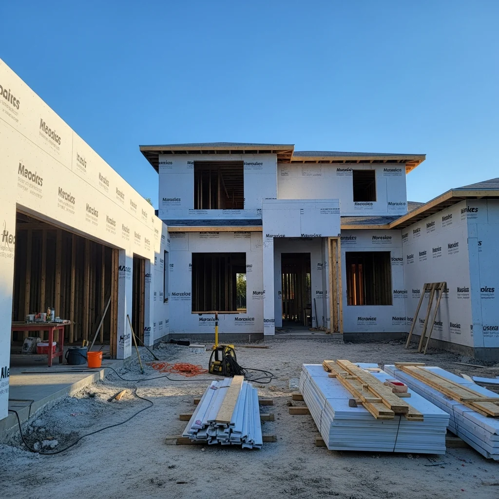 florida-construction-quality-commitment-EbDIom Modern home under construction on a clear day in Florida