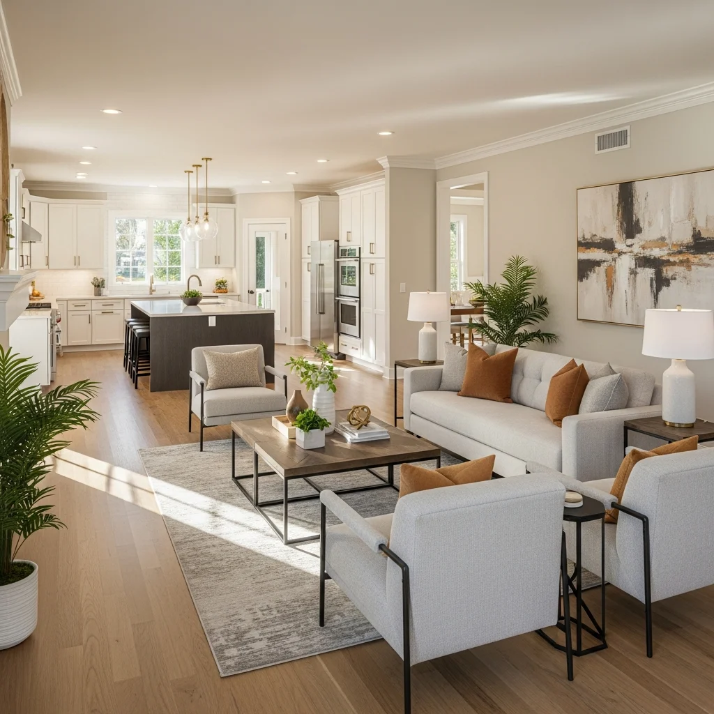 modern-home-remodel-florida-ZacJsN Modern living room with open-concept design and natural light